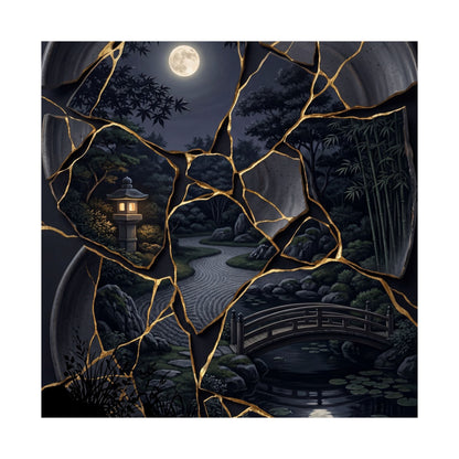 Summer Moonlit Garden Gold Repair Wall Art Print | Philosophical Decor