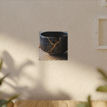 Tea Ceremony Autumn Canvas Art | Kintsugi Healing Design