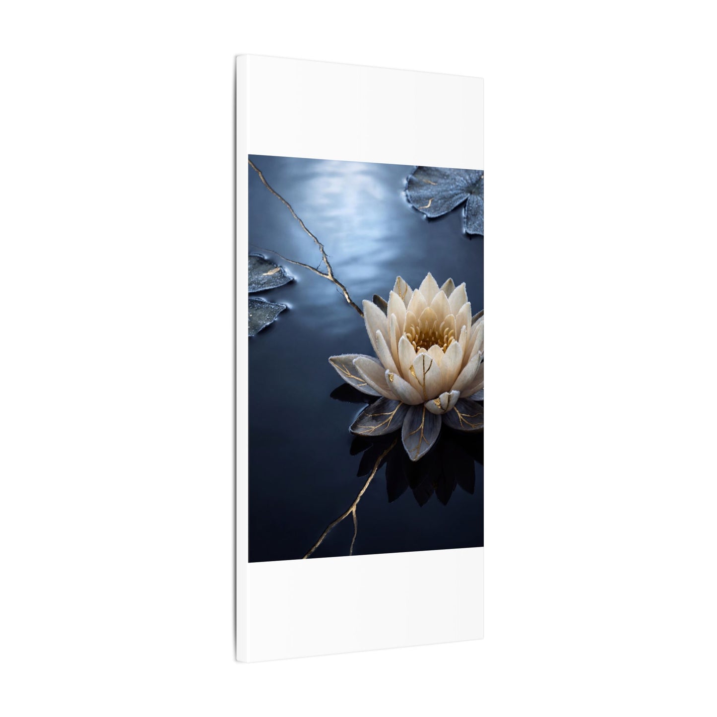 Beautiful Lotus Flower Canvas Art - Gold Vein Kintsugi