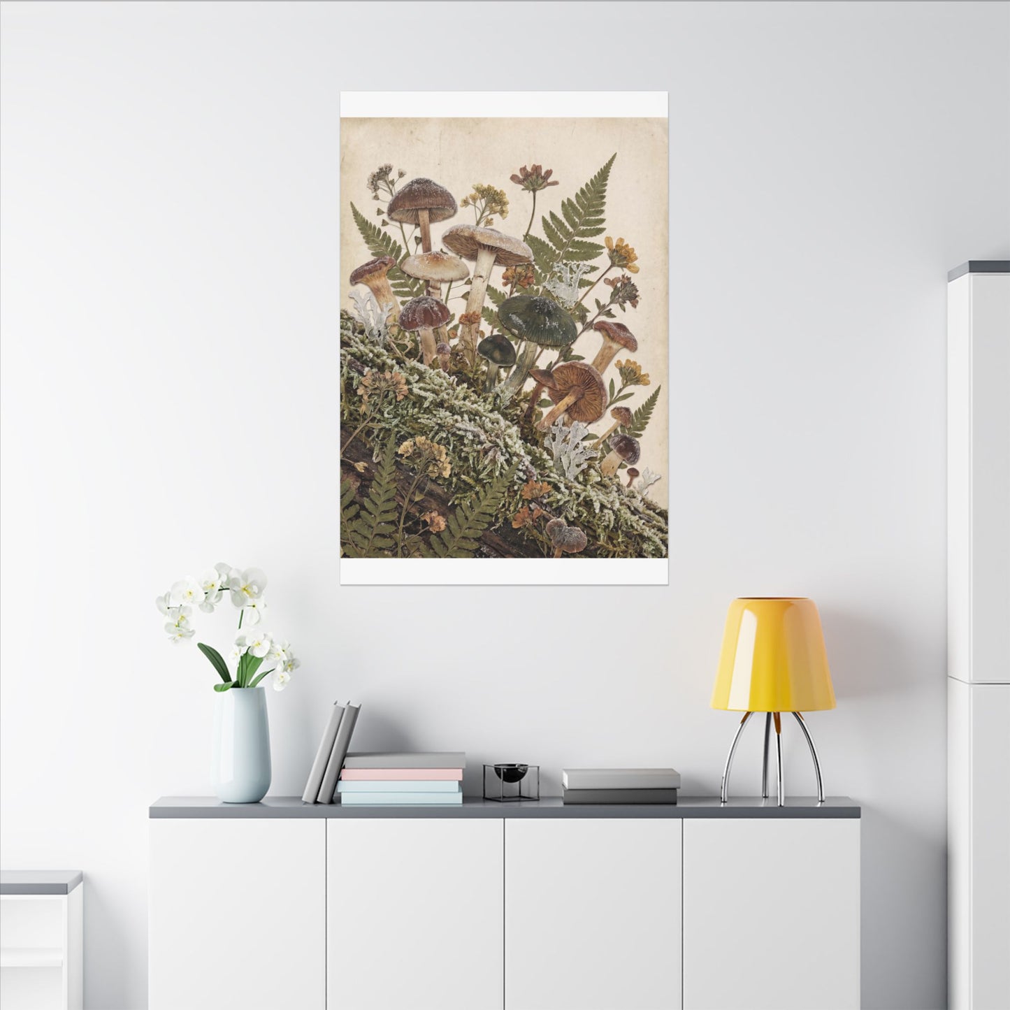 Winter Wild Mushrooms Herbarium Canvas Art | Enchanting Decor