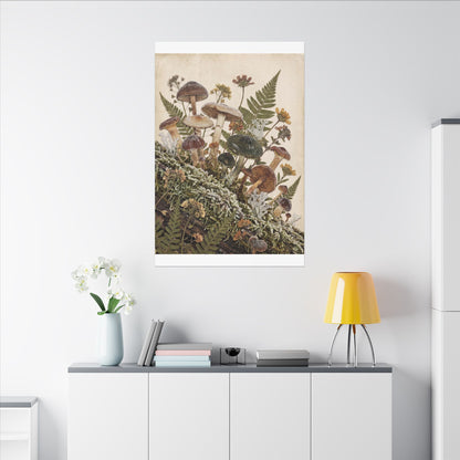 Winter Wild Mushrooms Herbarium Canvas Art | Enchanting Decor