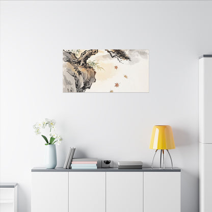 Peaceful Pine Tree Canvas Art - Sumi E Zen