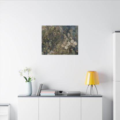 Japandi Dried Flowers in Moonlight | Watercolor Canvas Art