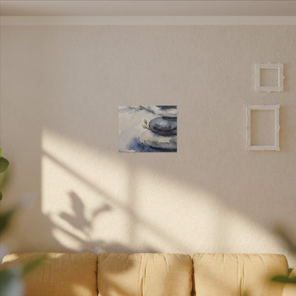 River Stones Watercolor Canvas Art | Cozy Japandi Art