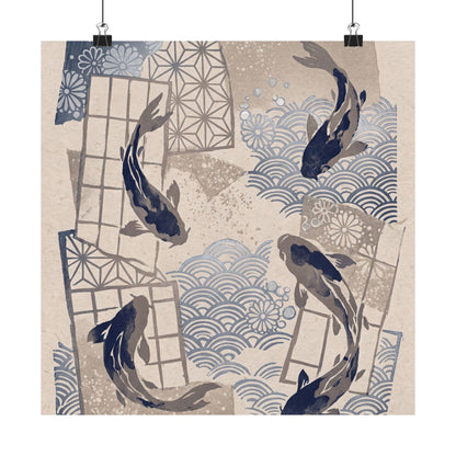 Seijaku Koi Pond Wall Art Print - Japandi Japanese Pattern