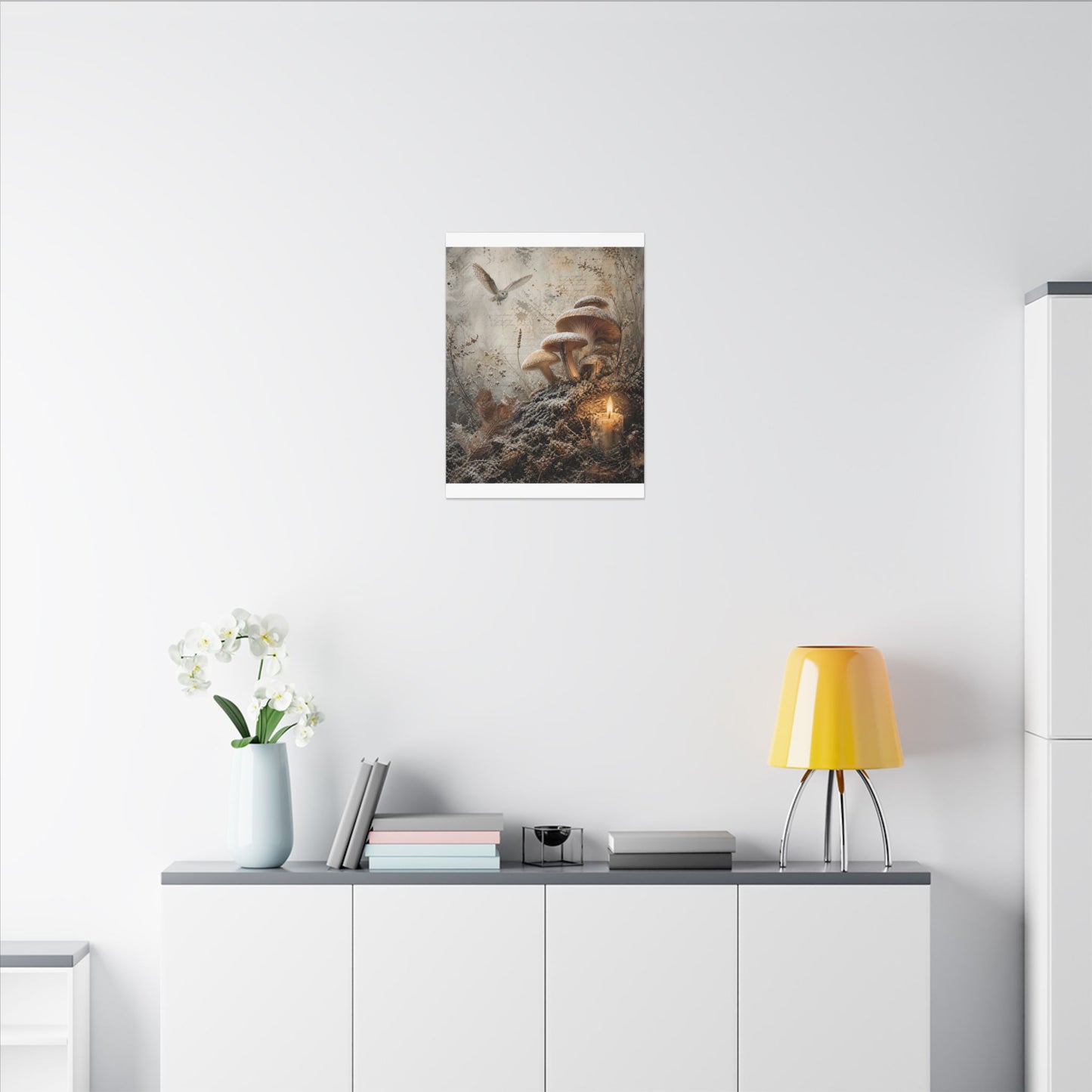 Wild Mushrooms Texture Canvas Art | Elegant Japandi Art