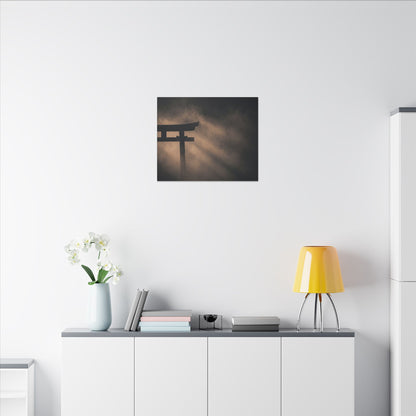 Torii Gate Shadow Zen Canvas Art | Bold Dark Japandi Art
