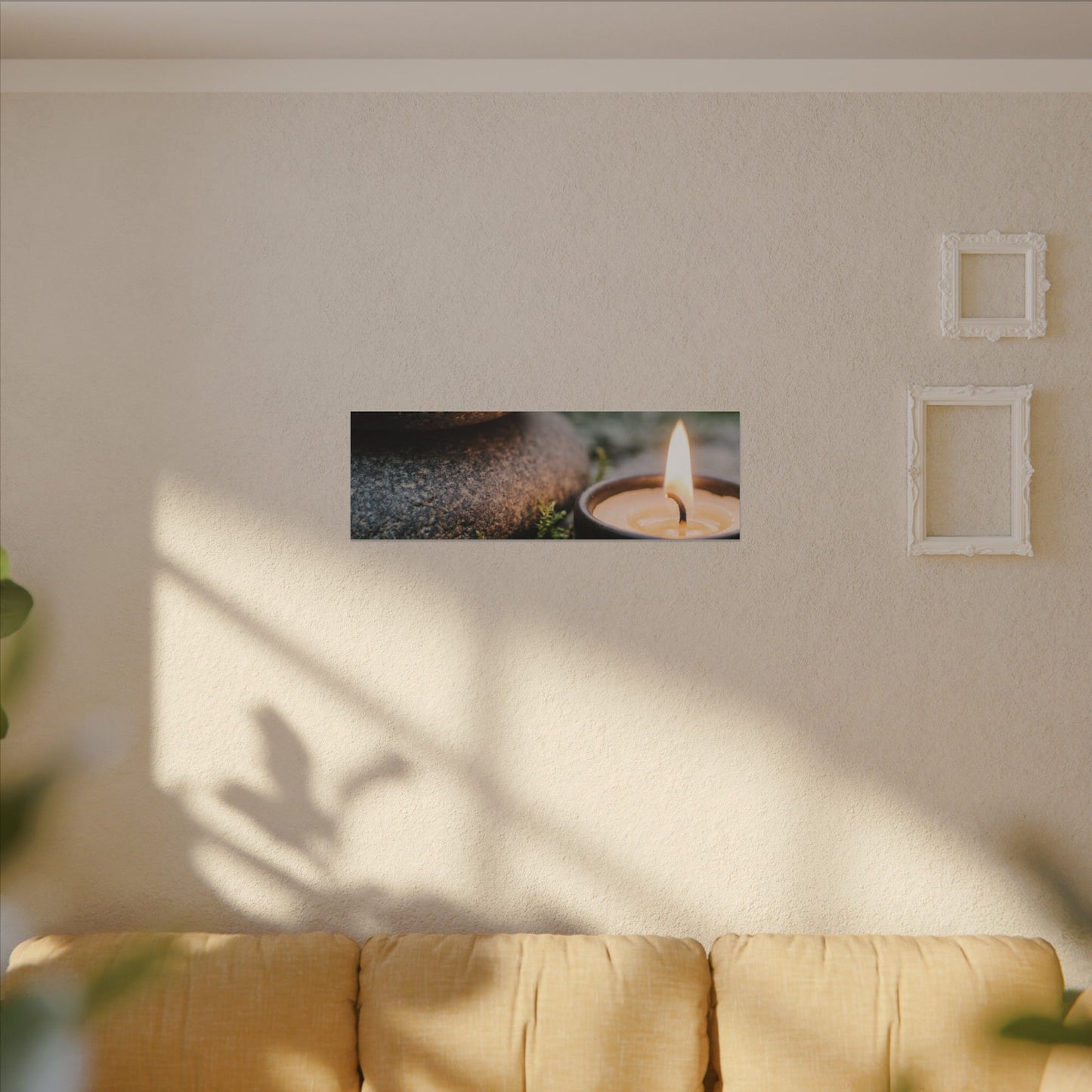 Warm River Stones Canvas Art - Japanese Pattern Japandi