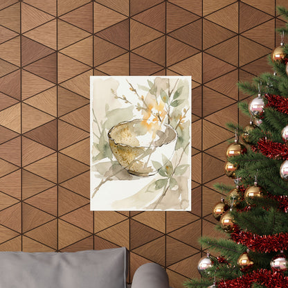 Spring Ceramic Bowl Watercolor Wall Art Print | Elegant Decor