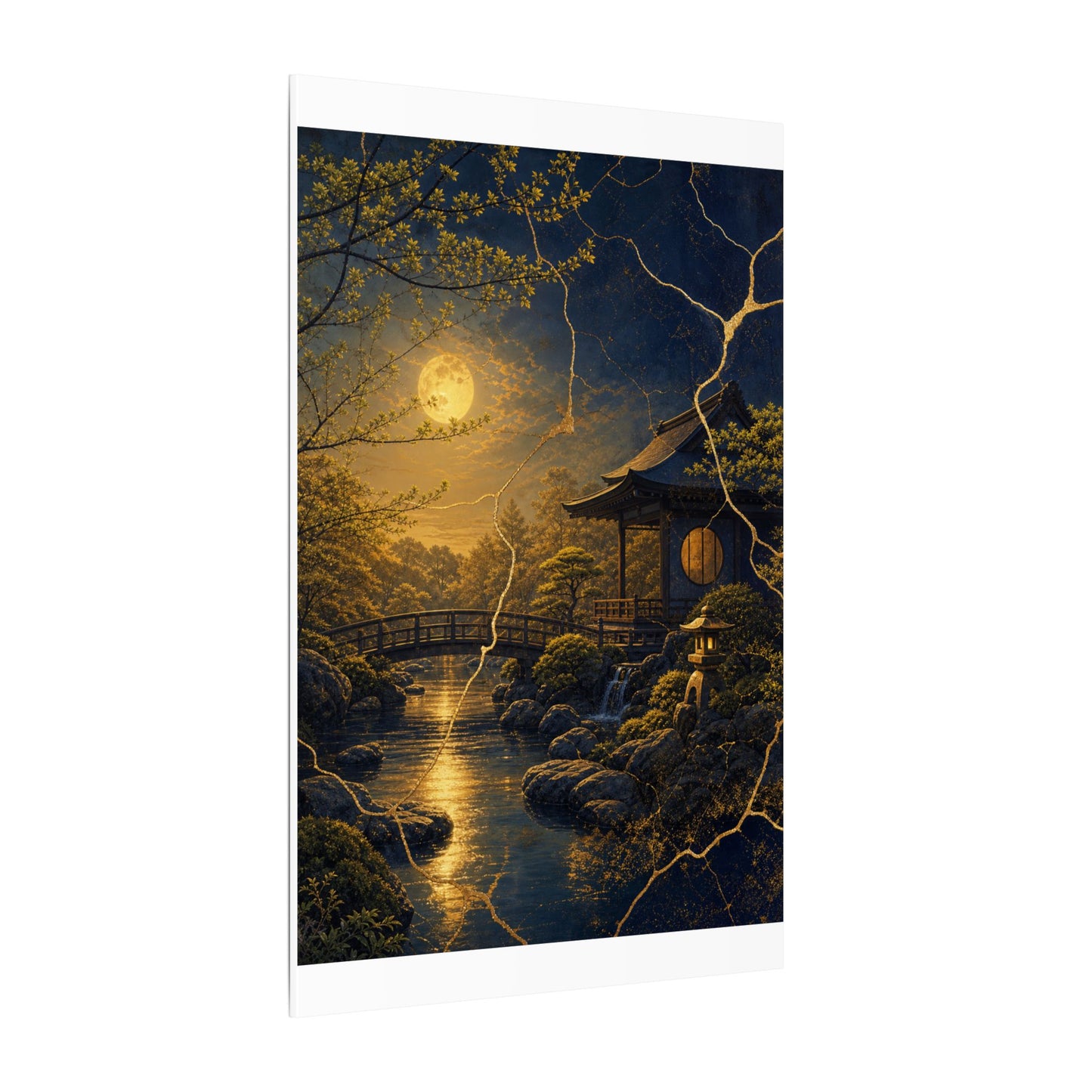 Spring Moonlit Garden Gold Vein Canvas Art | Resilient Decor