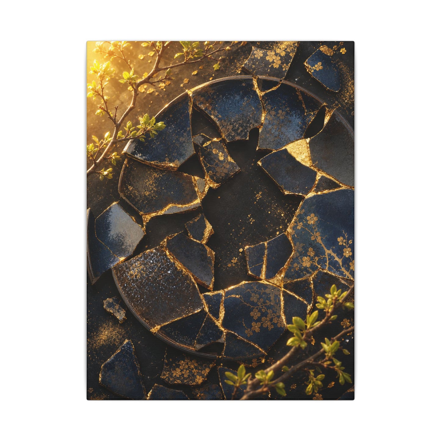 Golden Hour Broken Pottery Canvas Art - Kintsugi Ma