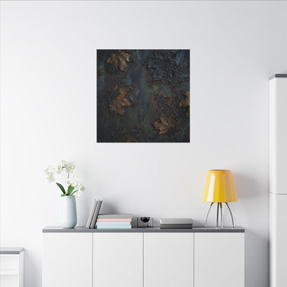 Shibui Rust Patina Canvas Art - Dark Japandi Charcoal Ink