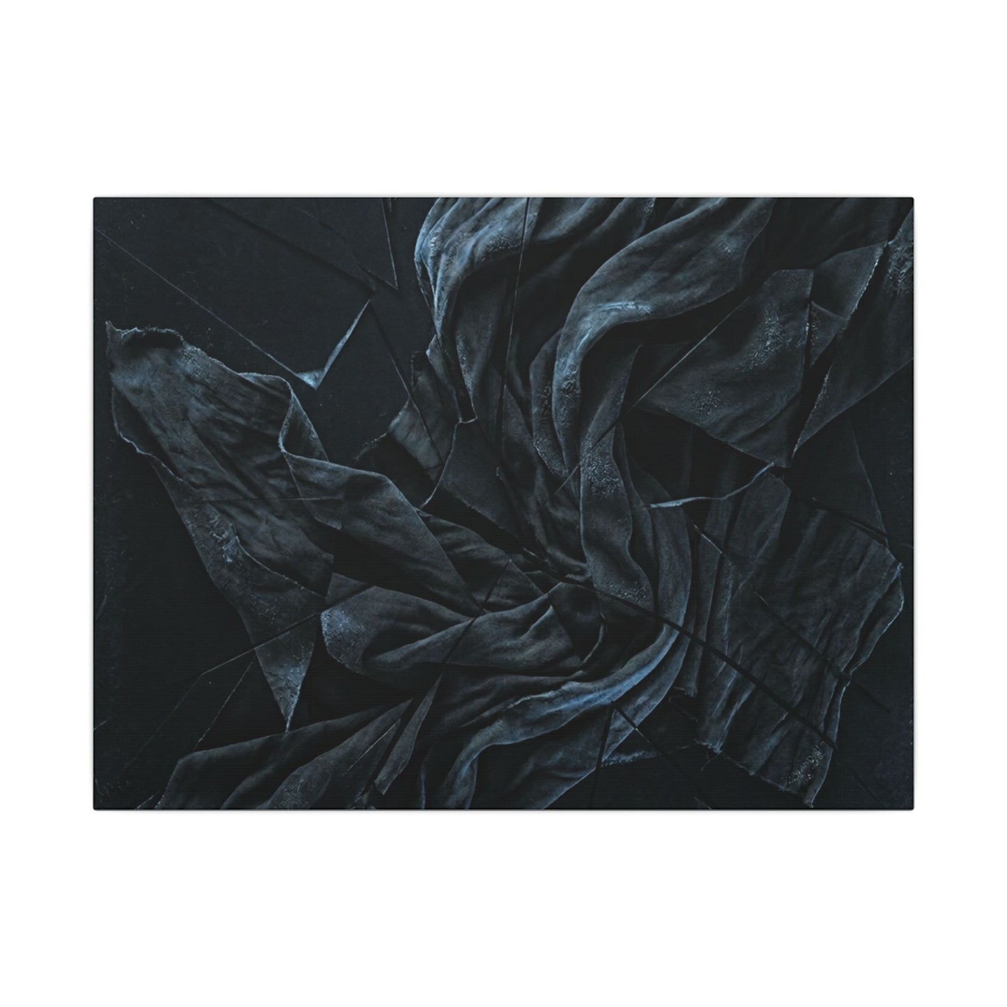 Dark Japandi Silk Drape in Moonlight | Moody Minimal Canvas Art