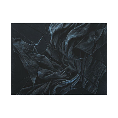 Dark Japandi Silk Drape in Moonlight | Moody Minimal Canvas Art