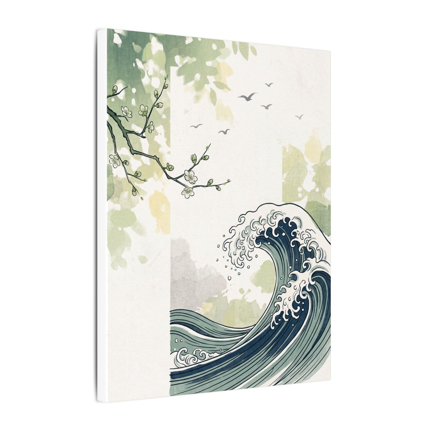 Spring Ocean Wave Ukiyo E Inspired Canvas Art | Serene Decor