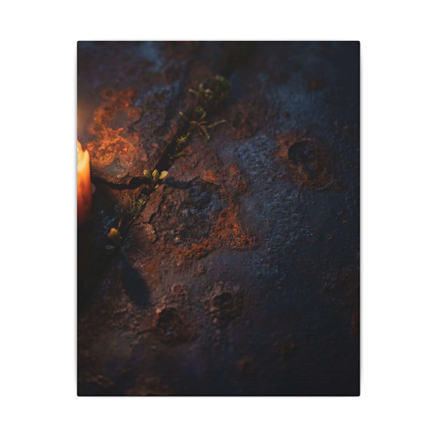 Candlelight Rust Patina Canvas Art - Dark Japandi Ma
