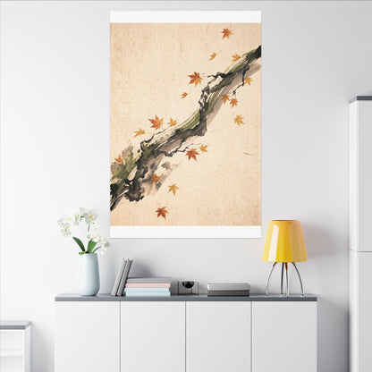 Ink Brushstroke Autumn Canvas Art | Zen Calm Design
