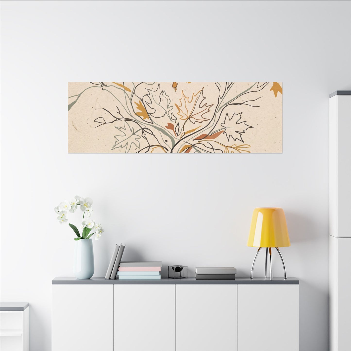 Warm Shadow Play Canvas Art - Minimal Line Japandi
