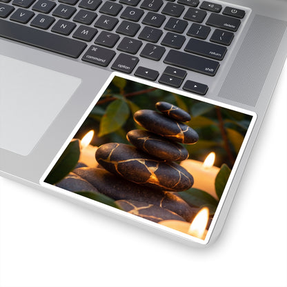 River Stones Sticker | Summer Kintsugi Gold Vein Art Art Print