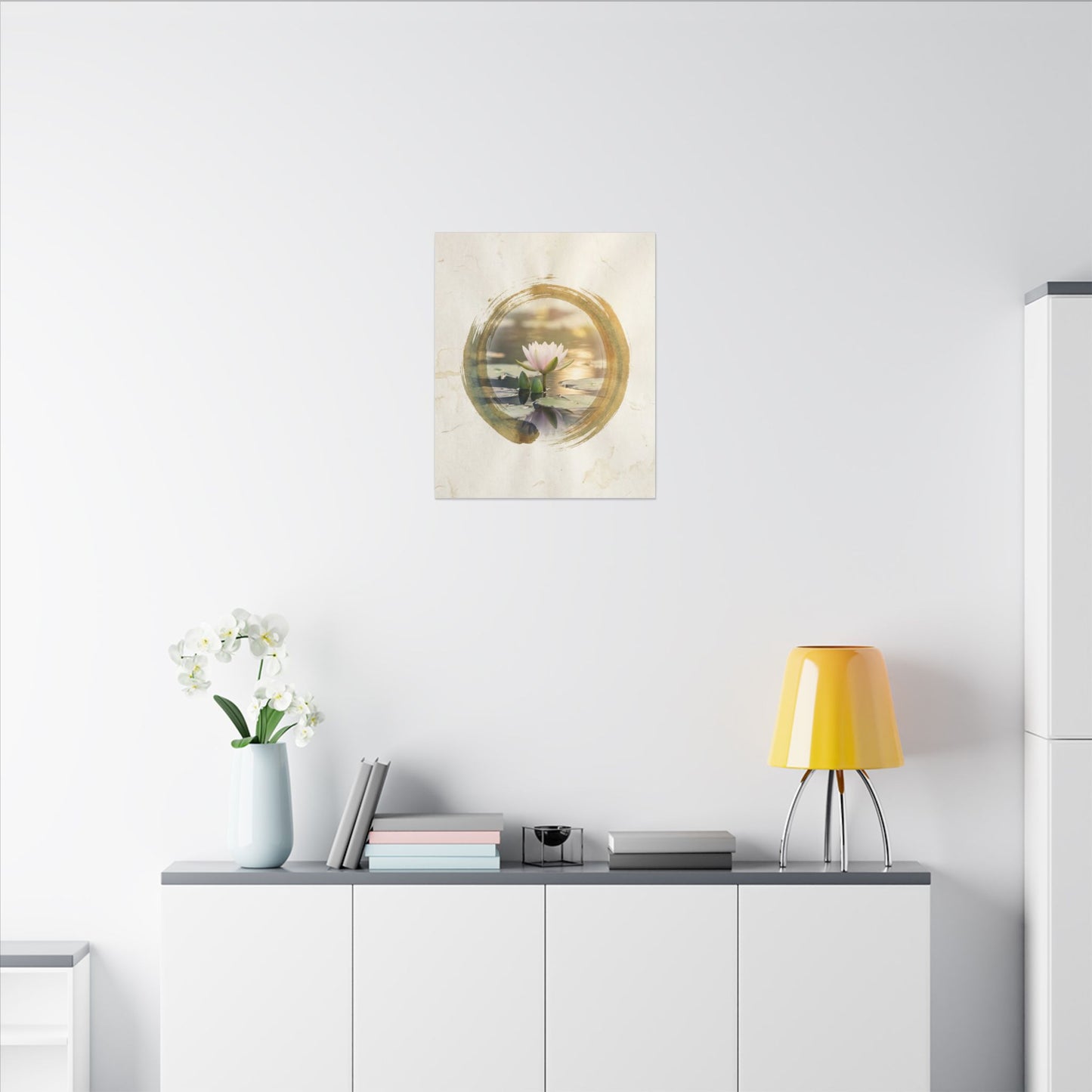 Peaceful Lotus Flower Canvas Art - Enso Zen
