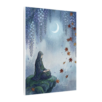 Zen Wisteria in Moonlight | Ukiyo E Inspired Canvas Art
