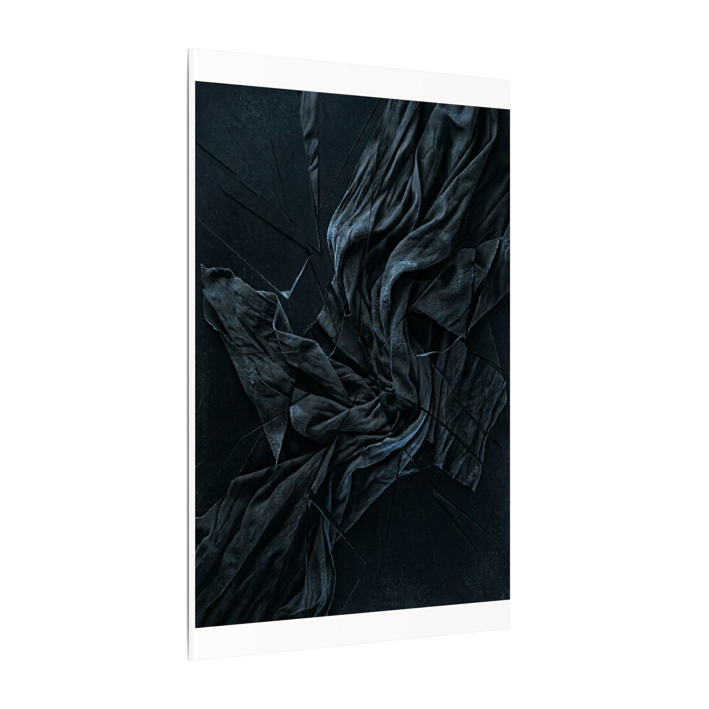 Dark Japandi Silk Drape in Moonlight | Moody Minimal Canvas Art