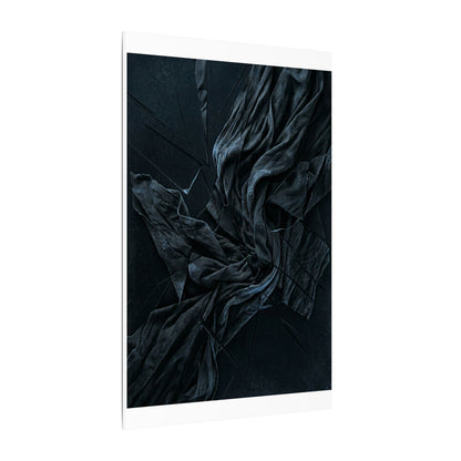 Dark Japandi Silk Drape in Moonlight | Moody Minimal Canvas Art