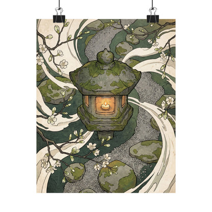 Stone Lantern Spring Wall Art Print | Zen Contemplative Design
