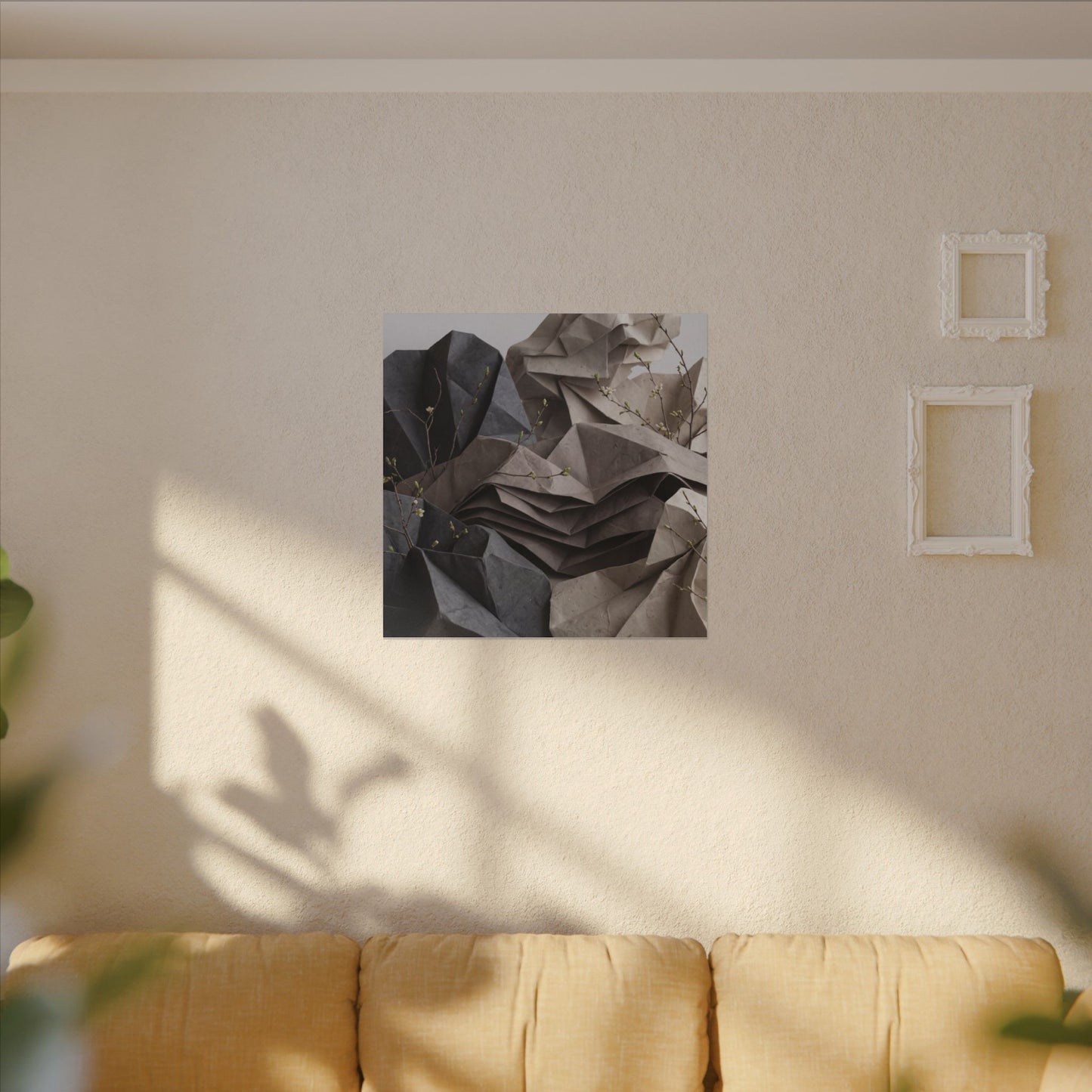 Neutral Paper Fold Canvas Art - Texture Japandi