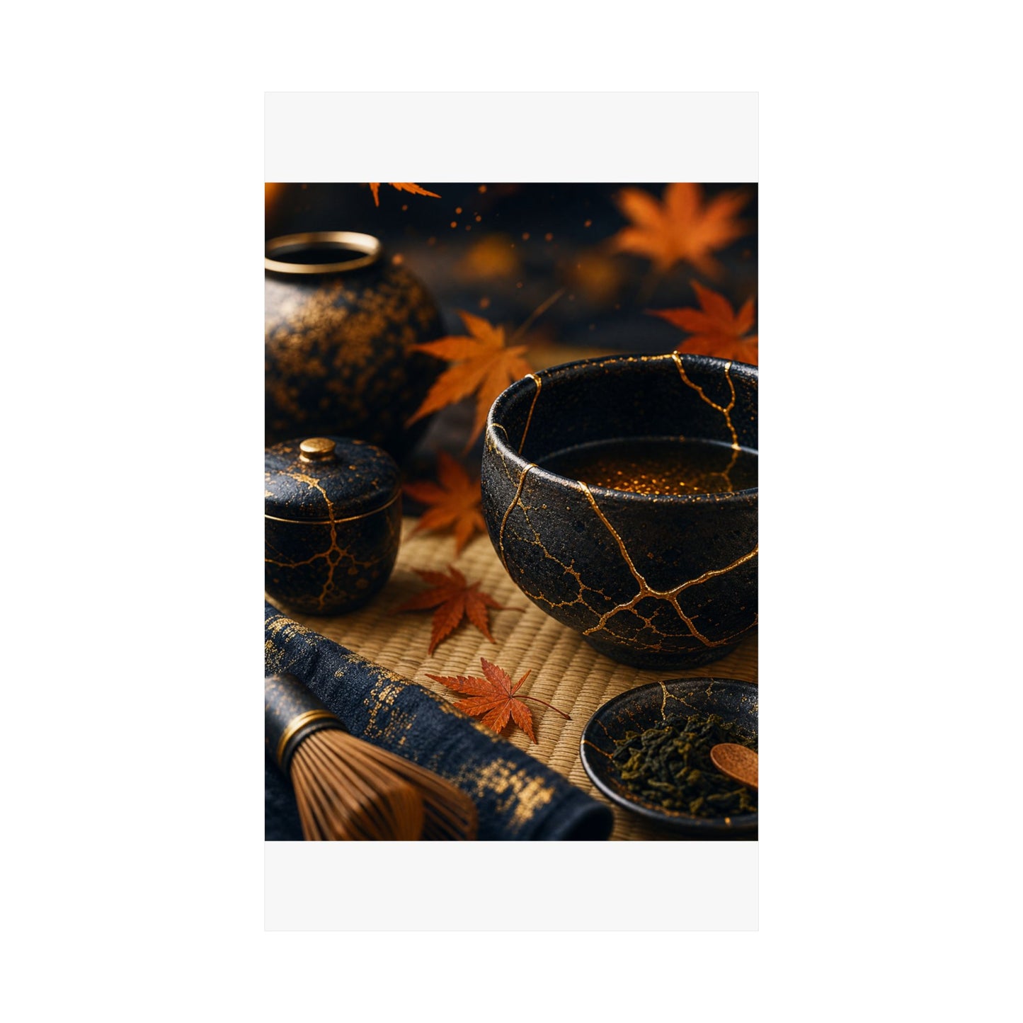 Tea Ceremony Gold Repair Wall Art Print | Healing Kintsugi Art