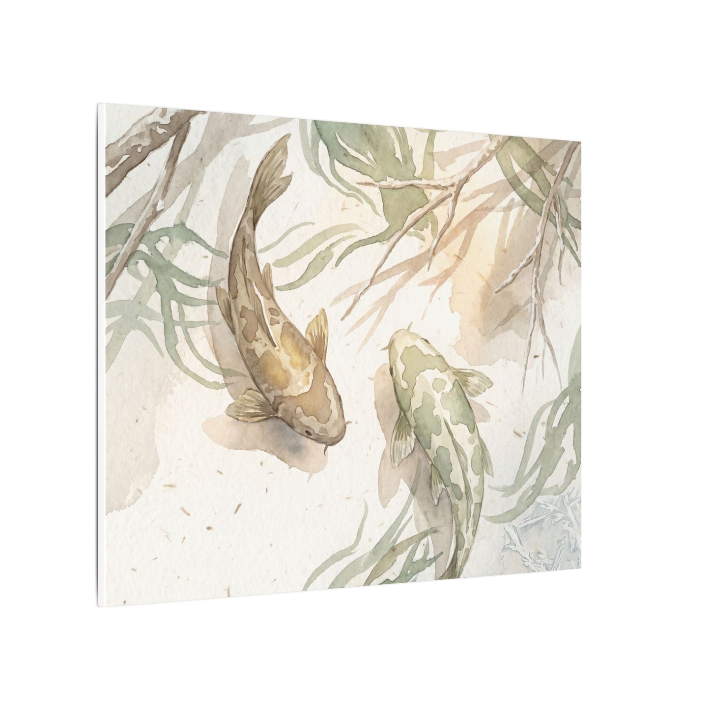Koi Pond Canvas Art | Winter Japandi Watercolor Art