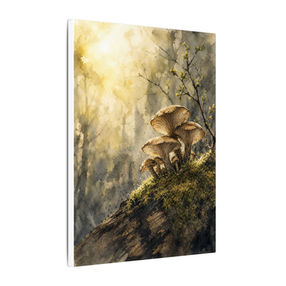 Wild Mushrooms Canvas Art | Spring Japandi Watercolor Art