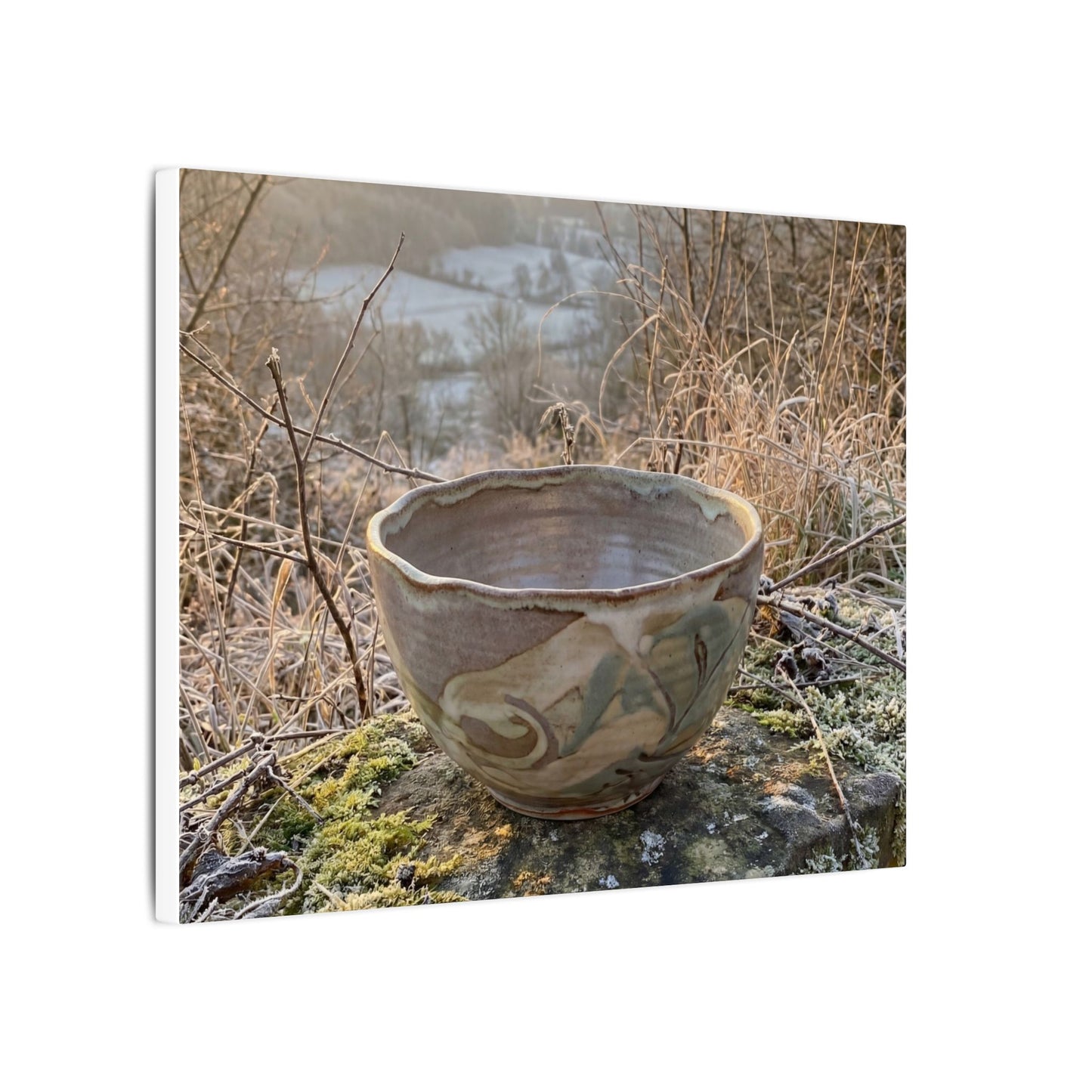 Golden Hour Ceramic Bowl Canvas Art - Japandi Shibui