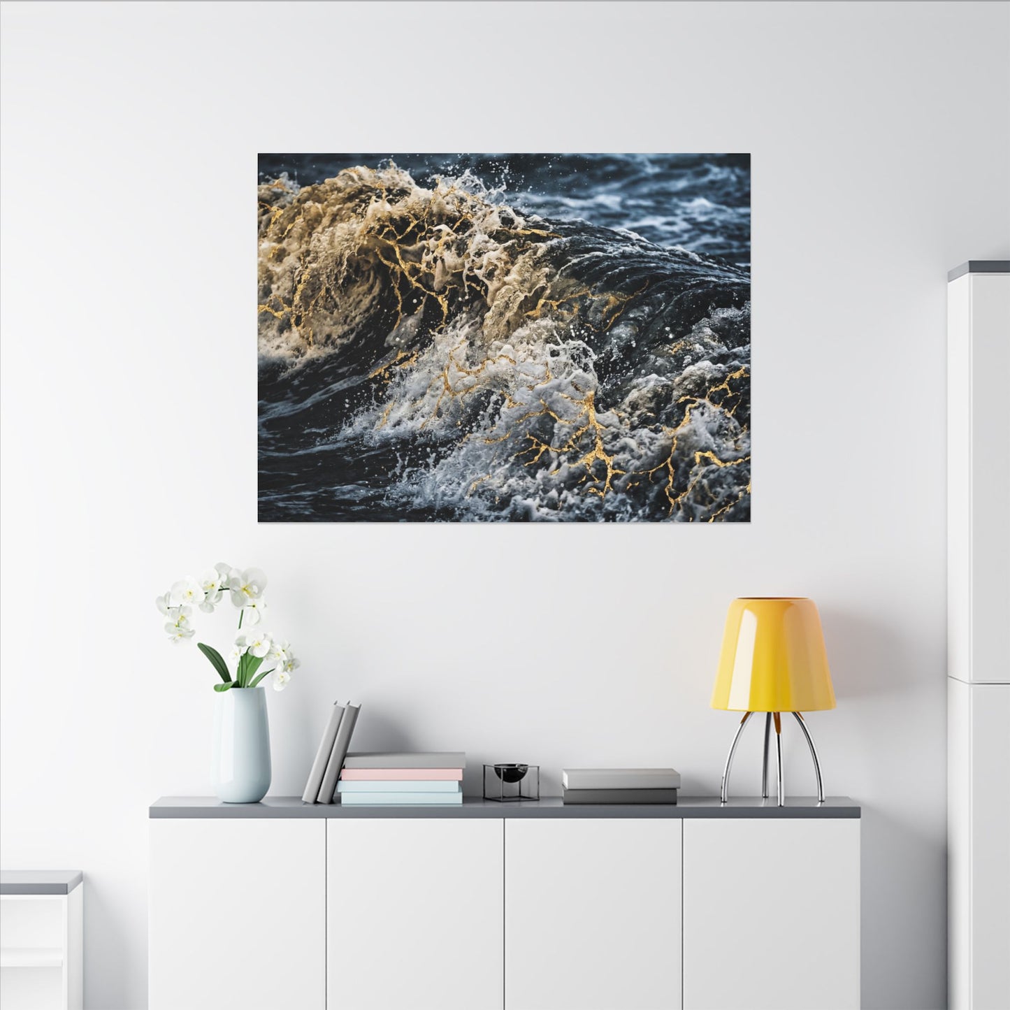 Ocean Wave Winter Canvas Art | Kintsugi Artful Design