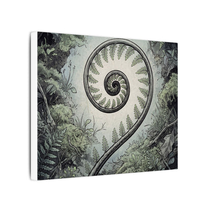 Zen Fern Unfurling in Dawn | Ukiyo E Inspired Canvas Art