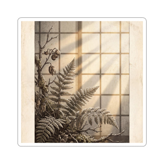 Shoji Screen Vintage Botanical Sticker | Nostalgic Cottagecore Art