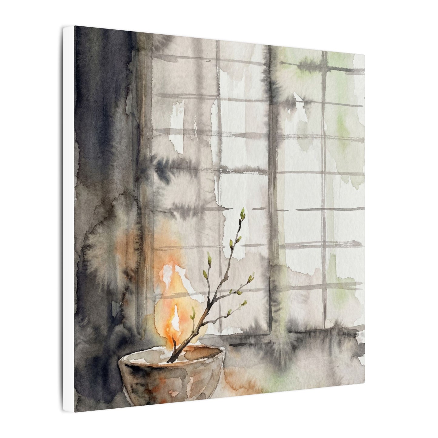 Shoji Screen Canvas Art | Spring Japandi Watercolor Art