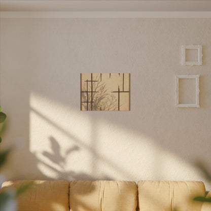 Shoji Screen Canvas Art | Winter Japandi Minimal Line Art