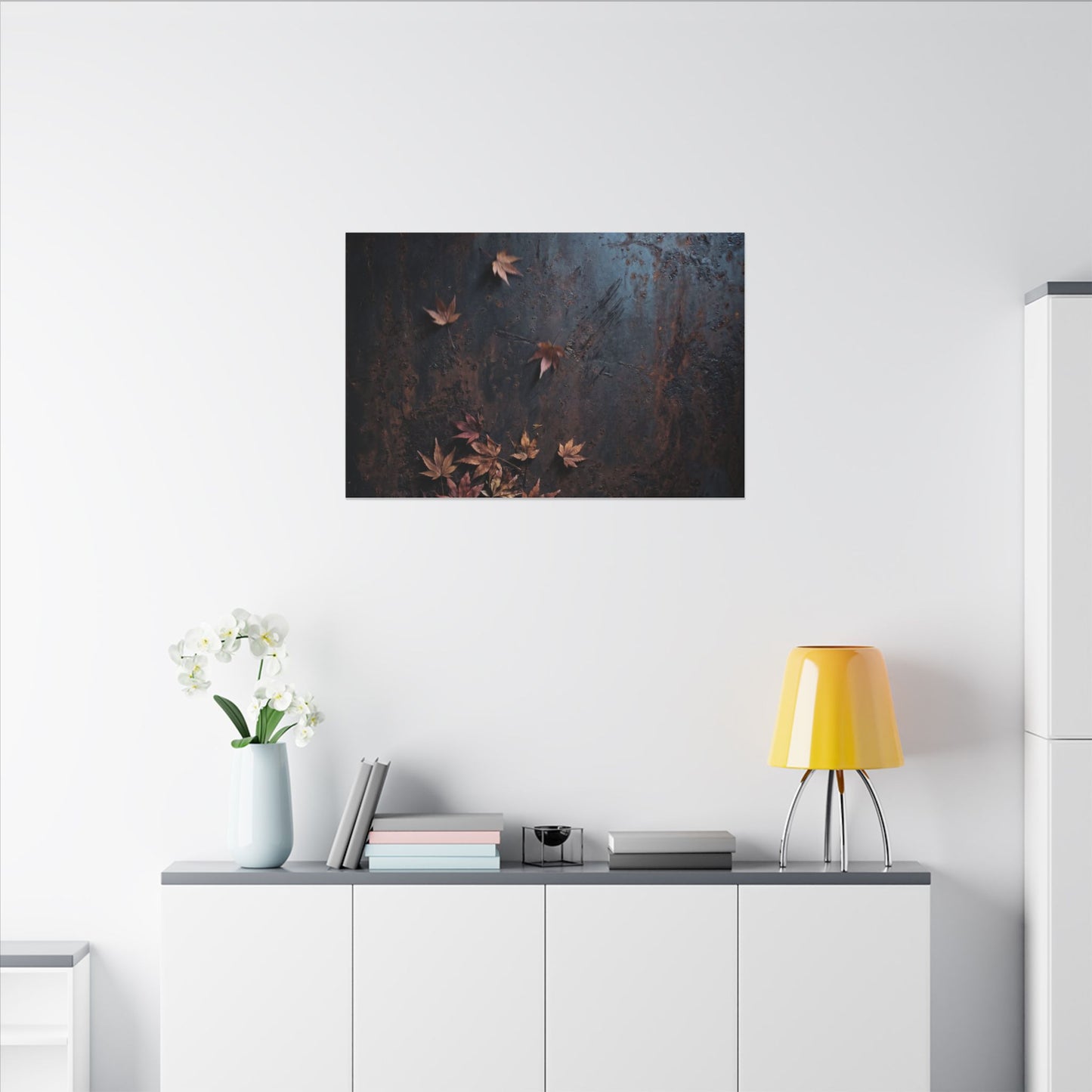 Moonlight Rust Patina Canvas Art - Dark Japandi Mono No Aware