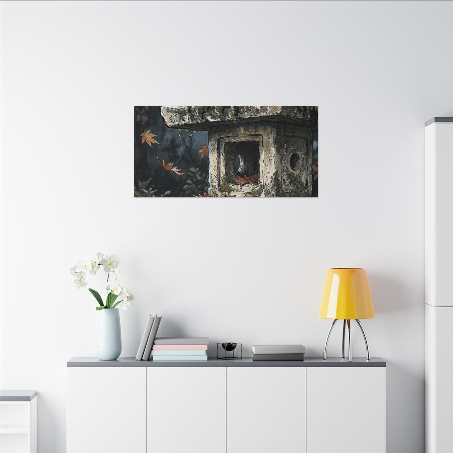 Shibui Stone Lantern Canvas Art - Japandi Minimal Line