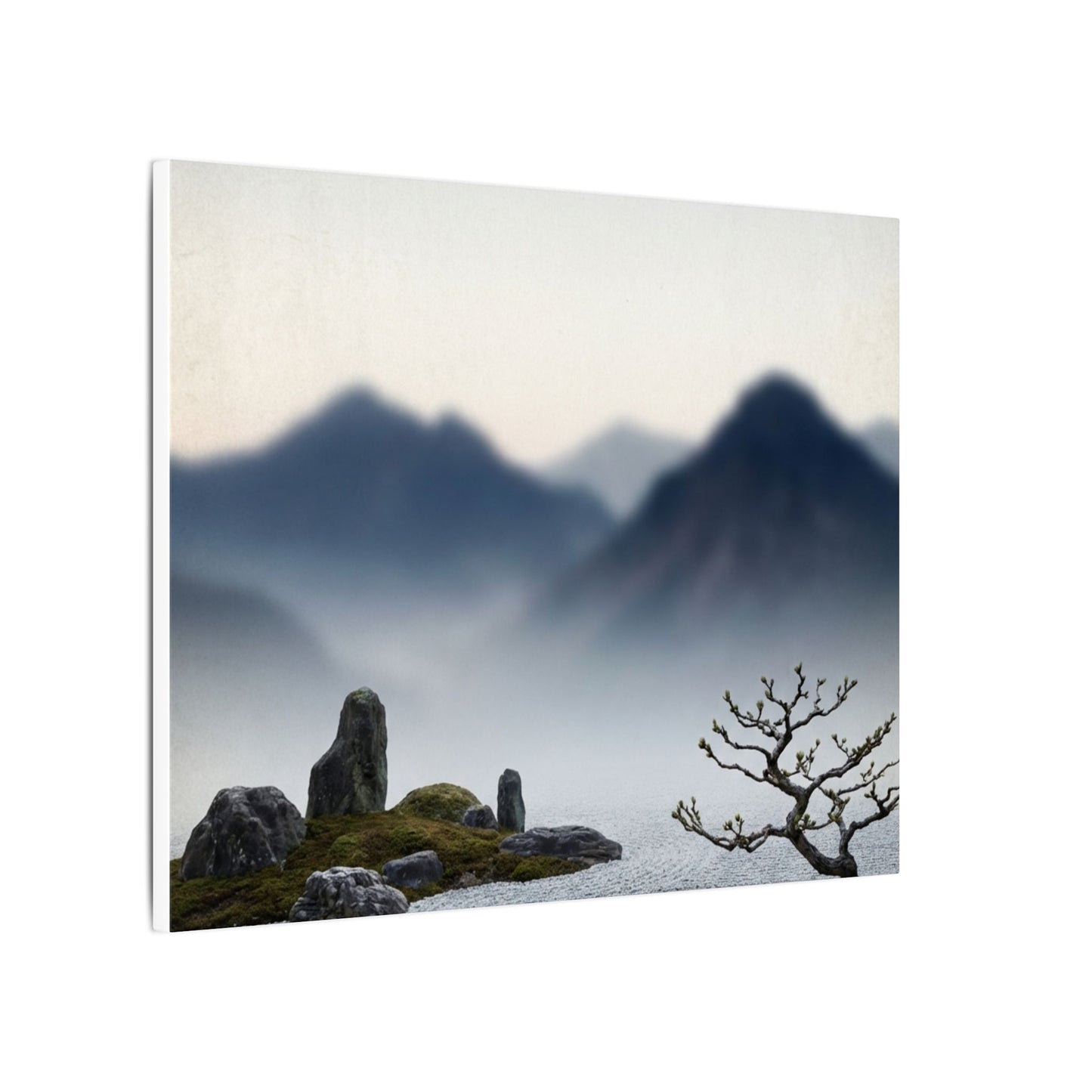 Mountain Mist Karesansui Canvas Art | Contemplative Zen Art