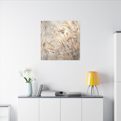 Winter Dried Flowers Watercolor Canvas Art | Warm Decor