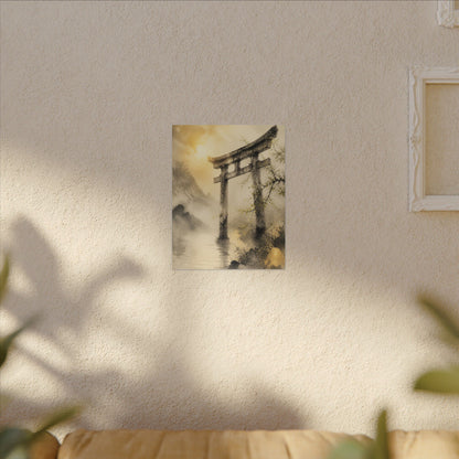 Spring Torii Gate Sumi E Canvas Art | Tranquil Decor