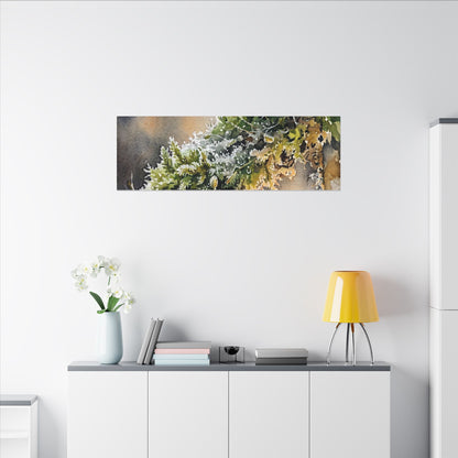 Winter Moss Close Up Watercolor Canvas Art | Neutral Decor