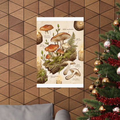 Spring Wild Mushrooms Forest Whimsy Wall Art Print | Rustic Decor