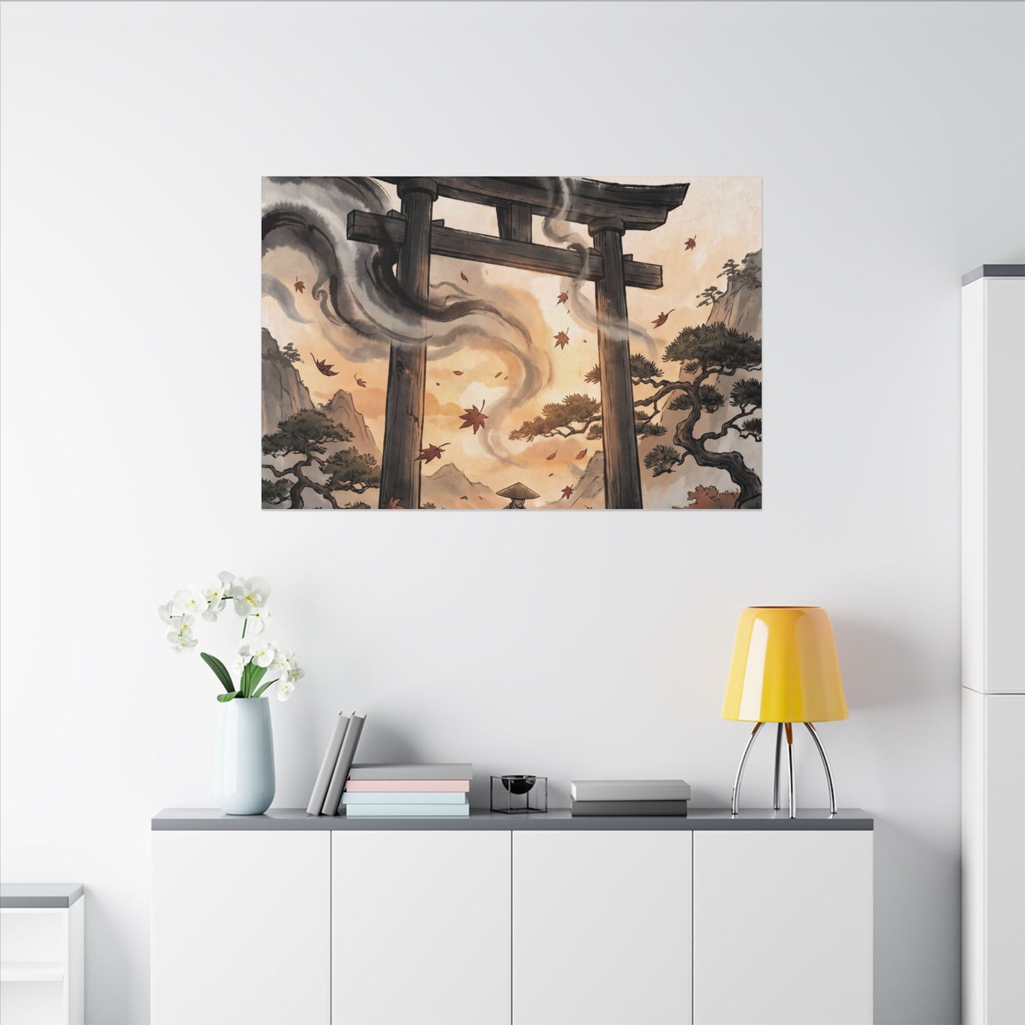Torii Gate Ukiyo E Inspired Canvas Art | Serene Zen Art