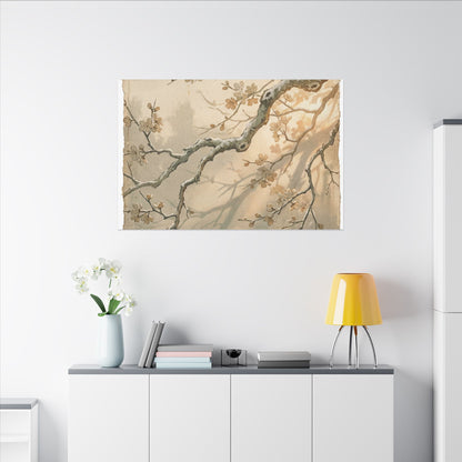 Cherry Blossom Canvas Art | Winter Japandi Japanese Pattern Art