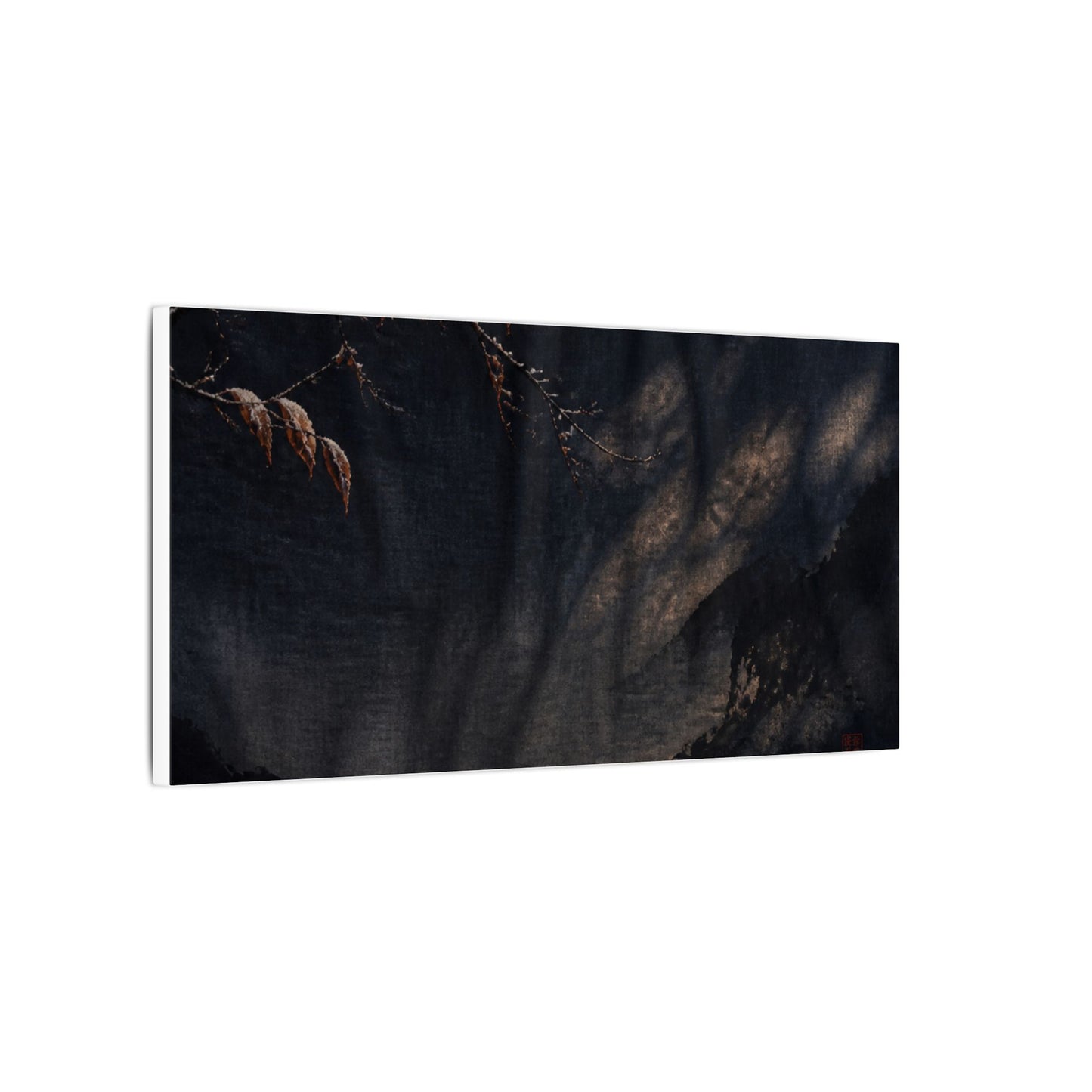 Atmospheric Silk Drape Canvas Art - Charcoal Ink Dark Japandi