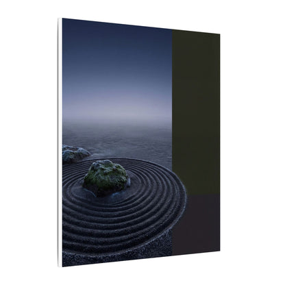 Ma Rock Garden Canvas Art - Dark Japandi Moody Minimal