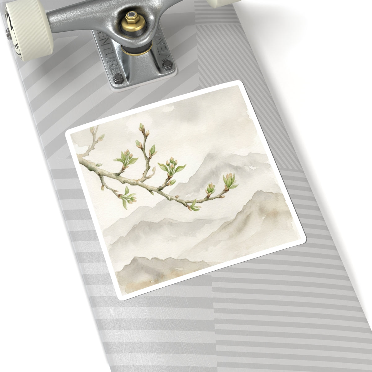 Mountain Mist Watercolor Sticker | Warm Japandi Art